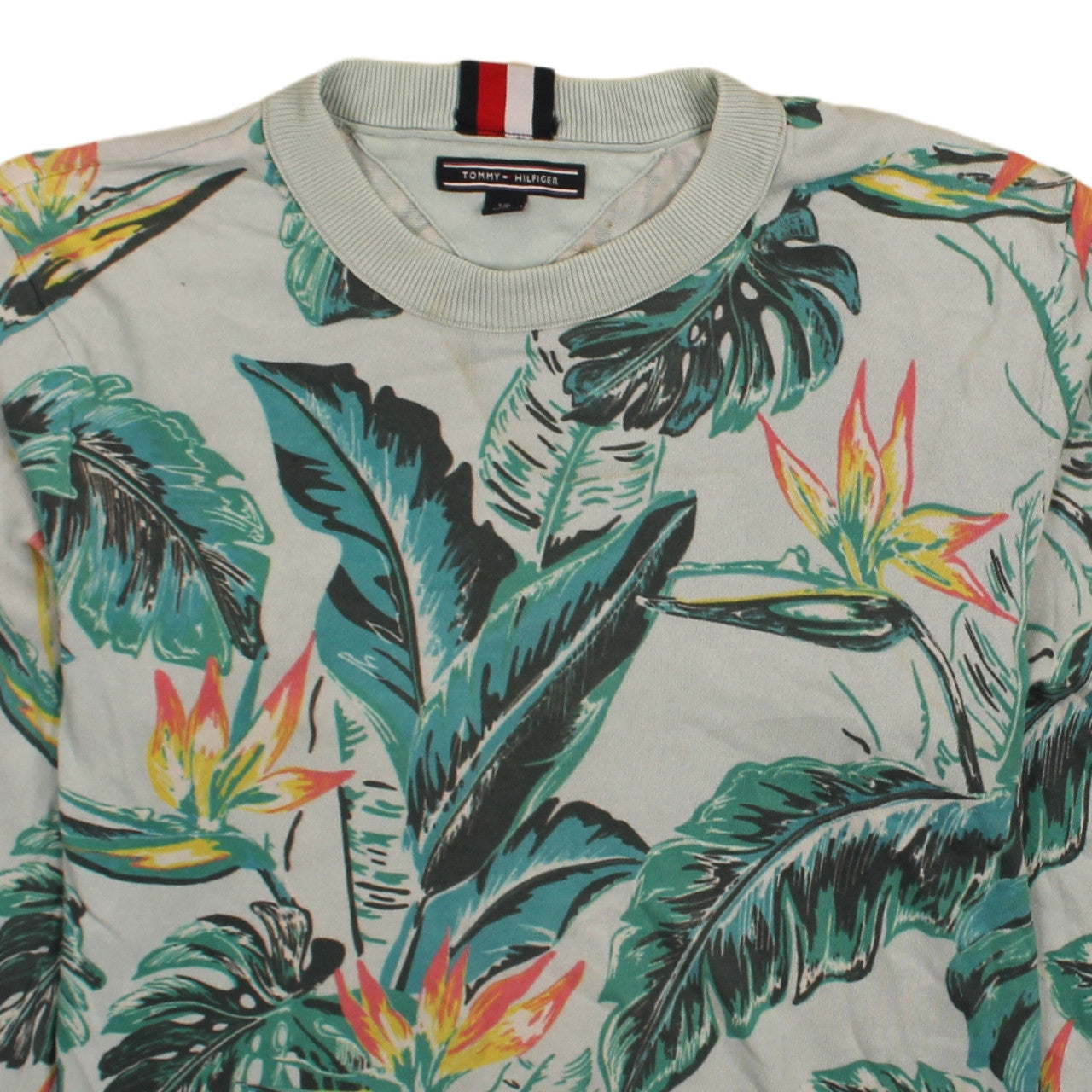 Tommy Hilfiger Women's Blue Tropical Floral Pullover Sweatshirt Size S