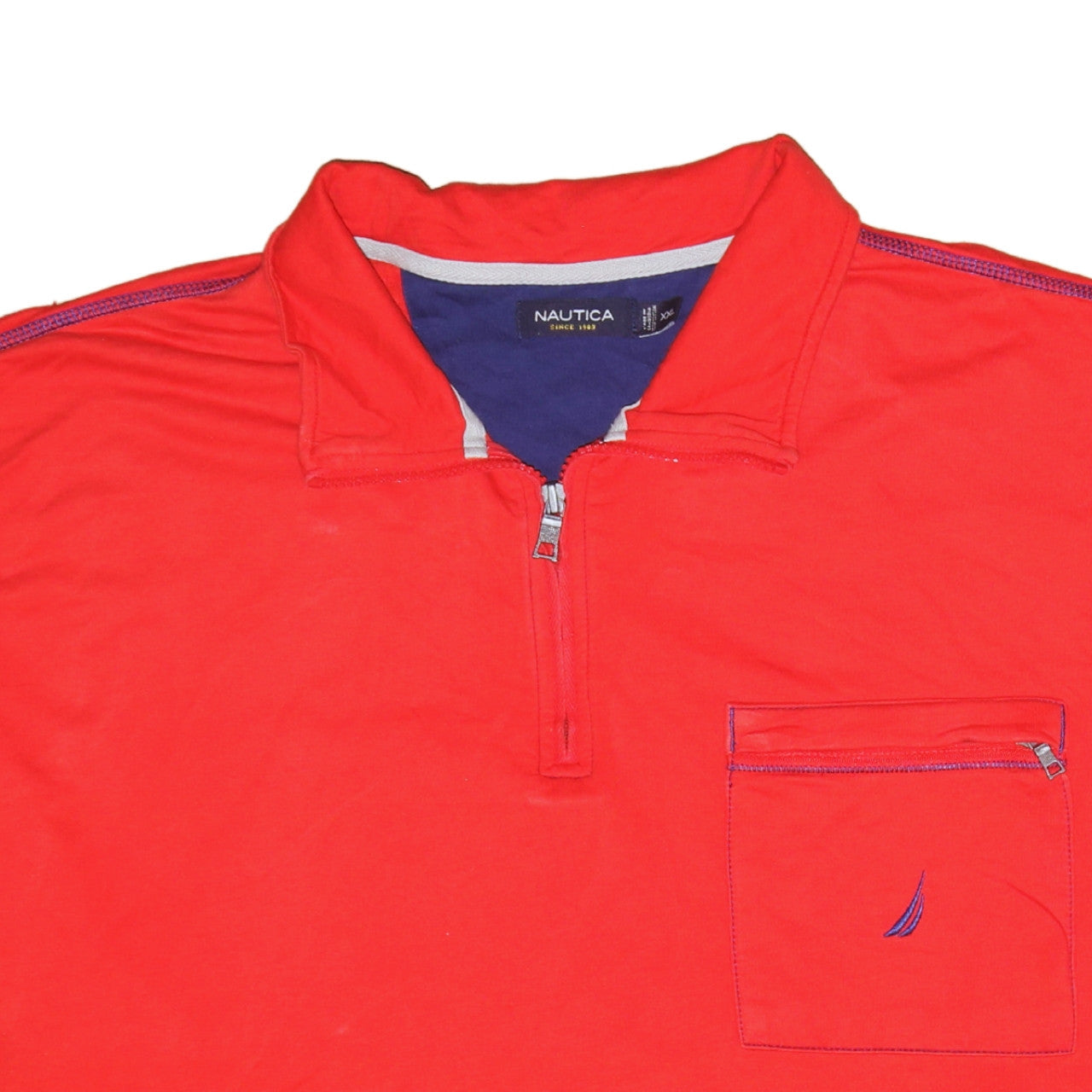 Nautica Men's Red 2XL Henley 1/4 Zip Cotton Sweatshirt
