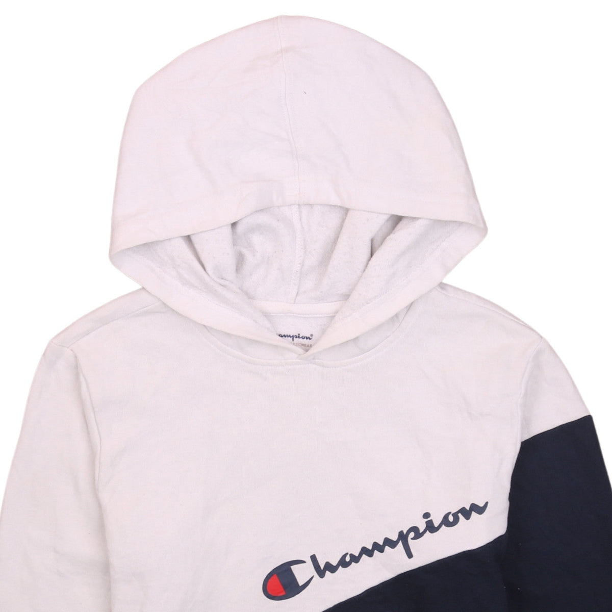 Champion Boys White & Blue Pullover Hoodie XL Colourblock Fleece Sweatshirt