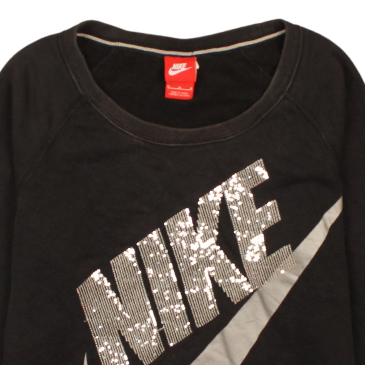Nike Women Black Sequin Logo Pullover Sweatshirt M