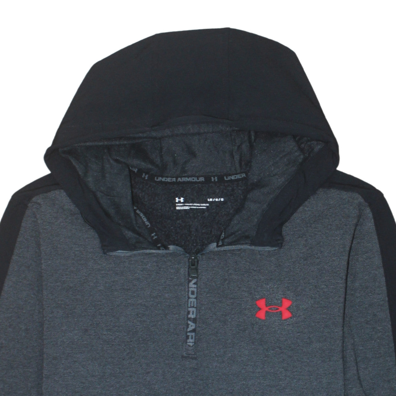 Under Armour Men Grey 1/2 Zip Hoodie L Loose Fit Sportswear