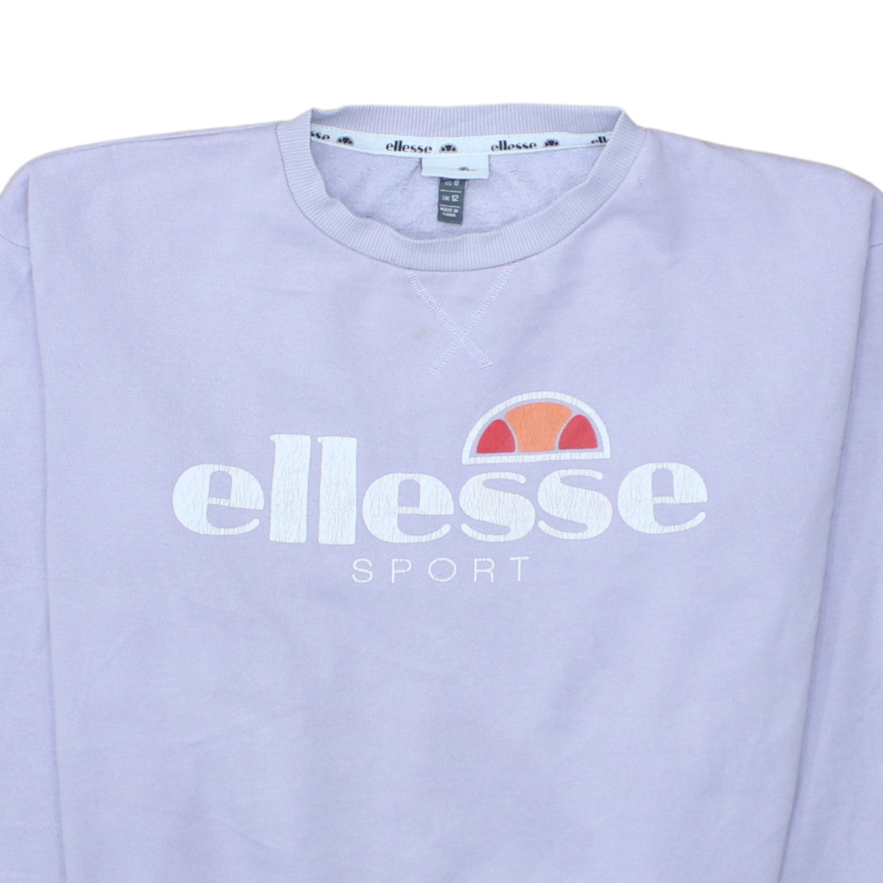 Ellesse Women Lilac Logo Sweatshirt UK 12 Cotton Blend Pullover