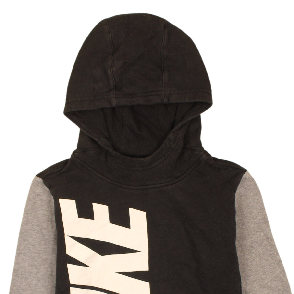 Nike Boys Black & Grey Pullover Hoodie Size L Graphic Logo Fleece