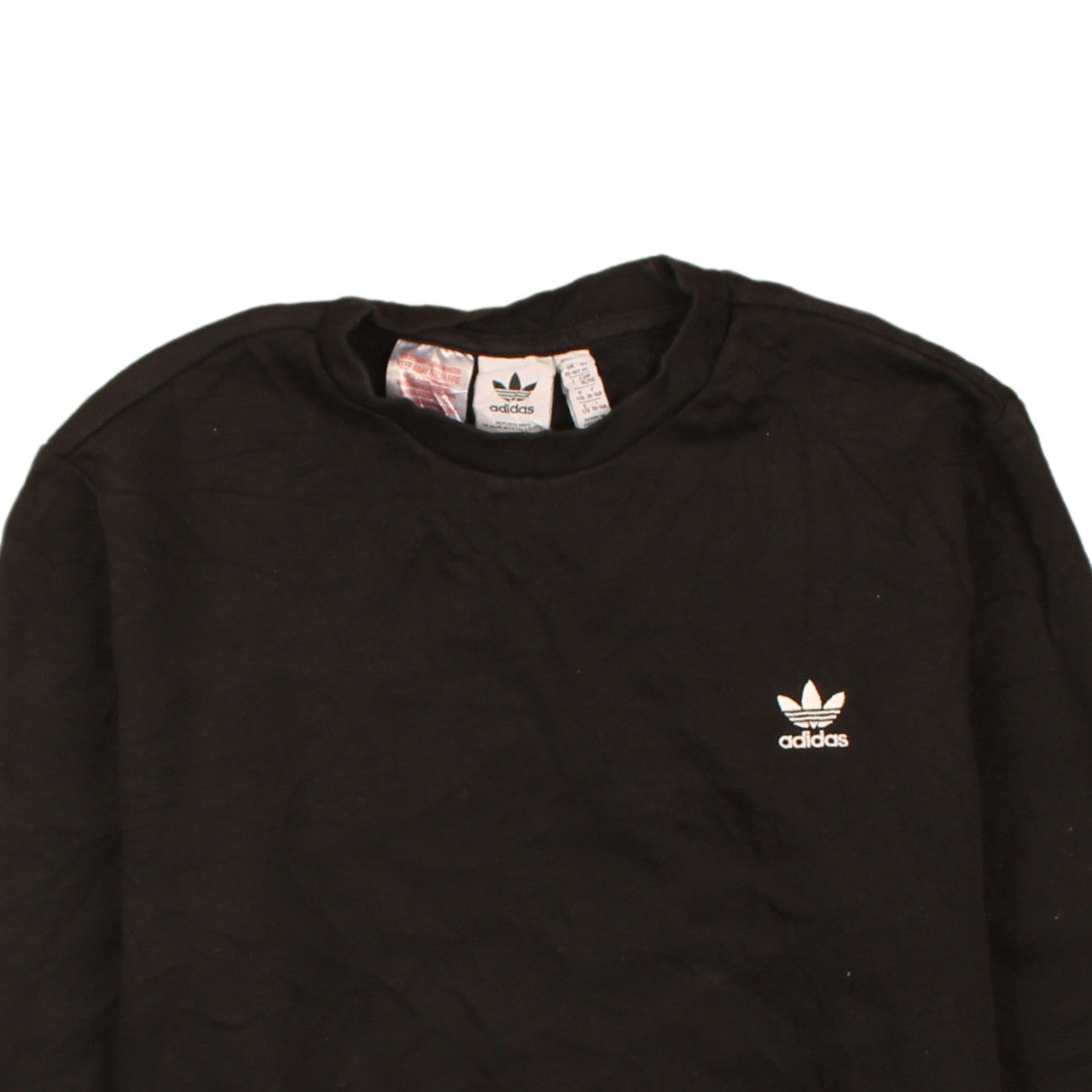 Adidas Boys Black Crew Neck Pullover Sweatshirt 15-16 Years Fleece Logo