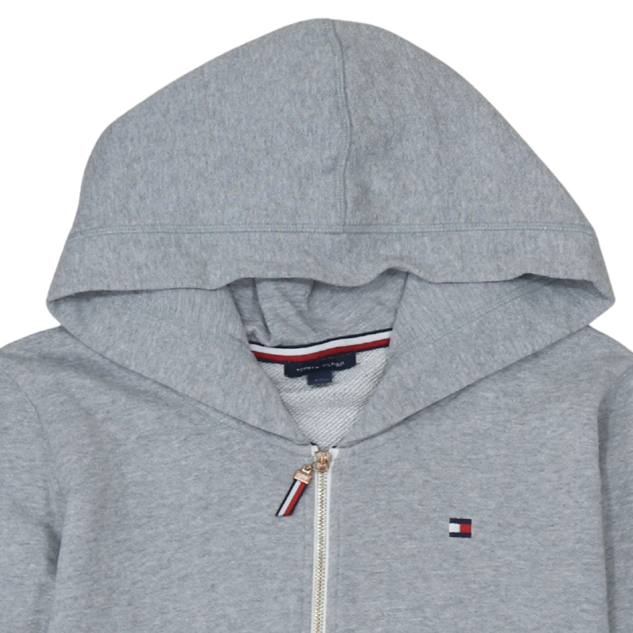 Tommy Hilfiger Women Grey Full Zip Hoodie Size L Cotton Blend