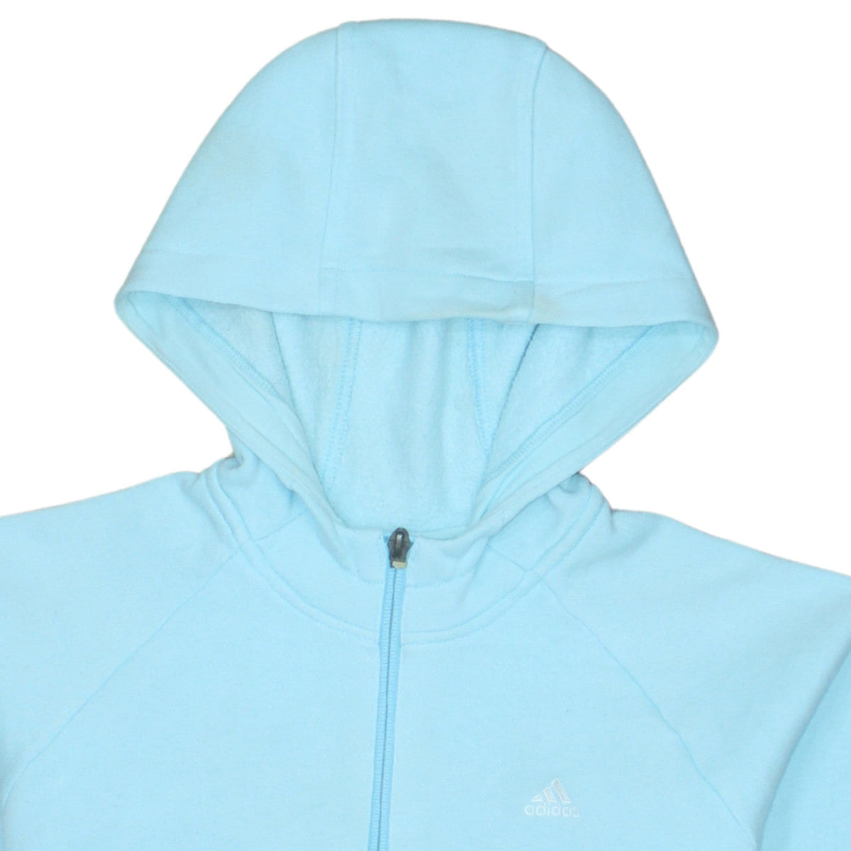 Adidas Womens Blue Full Zip Hoodie Size 12 Cotton Blend Sportswear