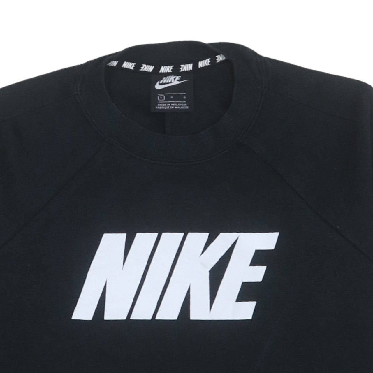 Nike Women Black Logo Crew Neck Pullover Sweatshirt Size L