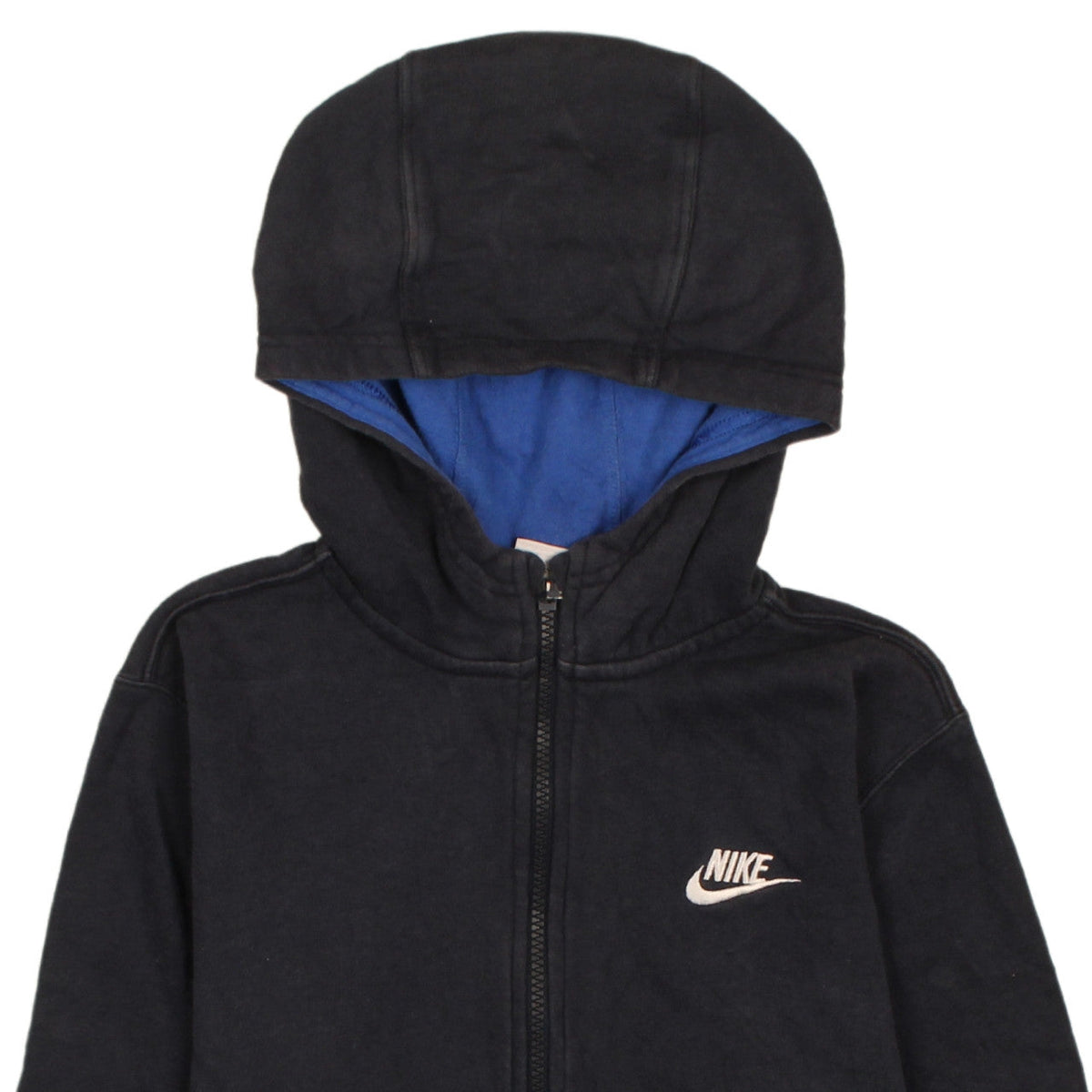 Nike Boys Black Full Zip Fleece Hoodie Size L with Logo Front