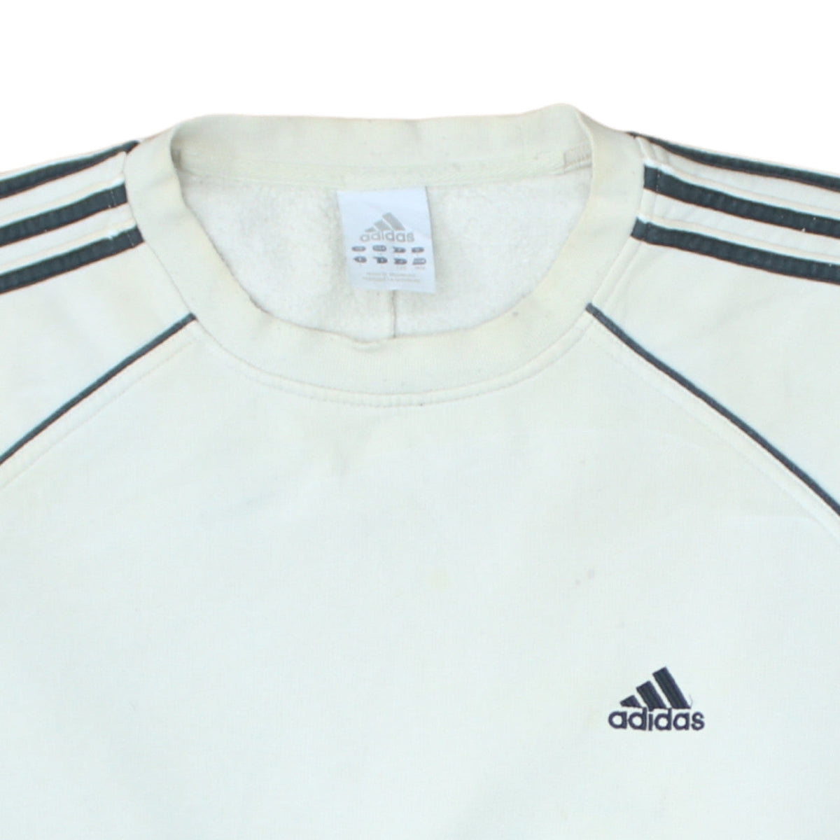 Adidas Men's White Crew Neck Logo Pullover Sweatshirt Size L