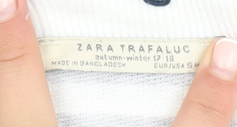 Zara Trafaluc Women’s Black White Striped Long Sleeve Cotton Top S