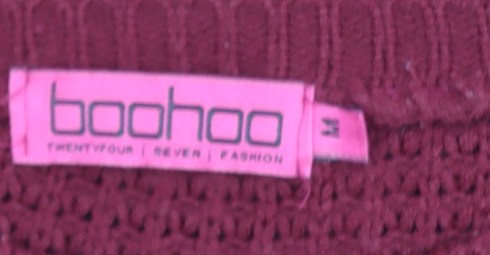 Boohoo Women's Red Chunky Knit Crew Neck Jumper Size M
