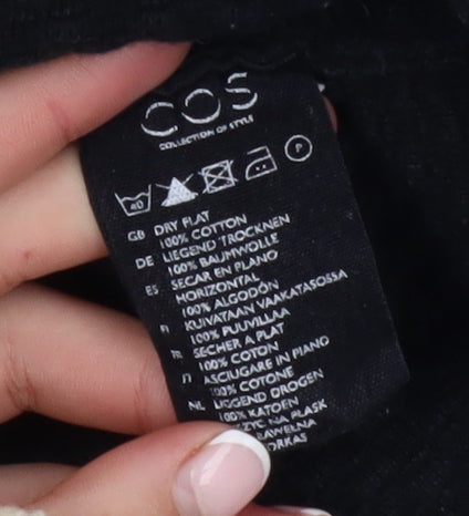 COS Womens Black Cotton Knit Crew Neck Long Sleeve Pullover Jumper XS