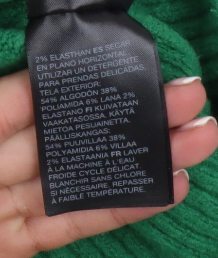 & Other Stories Women Green XS Mock Neck Wool Blend Pullover Jumper