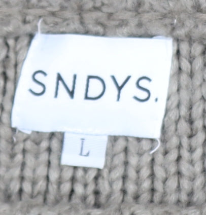 SNDYS Womens Beige Cable Knit Chunky Pullover Jumper Size L