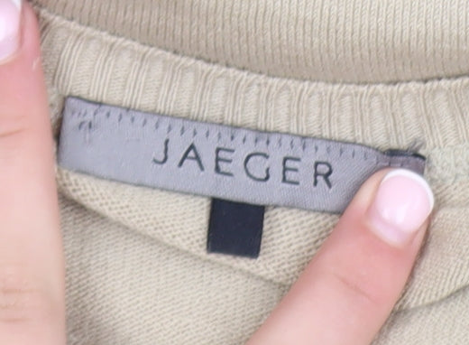 Jaeger Women’s Beige Cotton Knit Short Sleeve Basic T-Shirt M