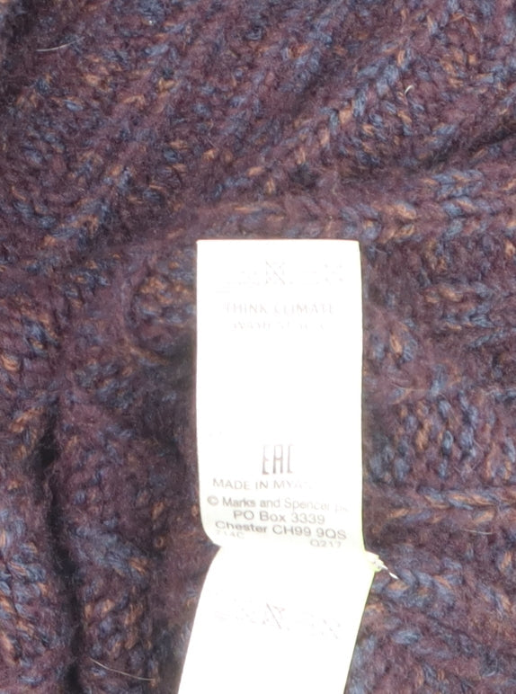 Marks and Spencer Men’s Purple Wool Blend 1/4 Zip Jumper 2XL