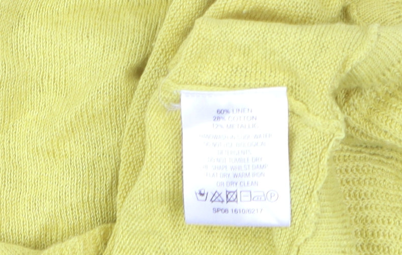 Fenn Wright Manson Women's Yellow Linen Cotton Short Sleeve Blouse Size 10