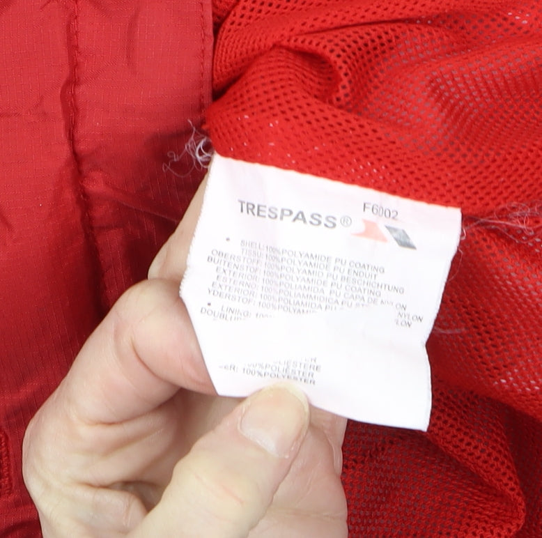 Trespass Boys Red Waterproof Hooded Rain Coat Jacket 15-16 Years