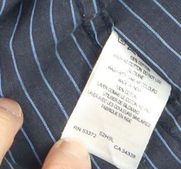 French Connection Men's Blue Striped Long Sleeve Cotton Shirt Size L