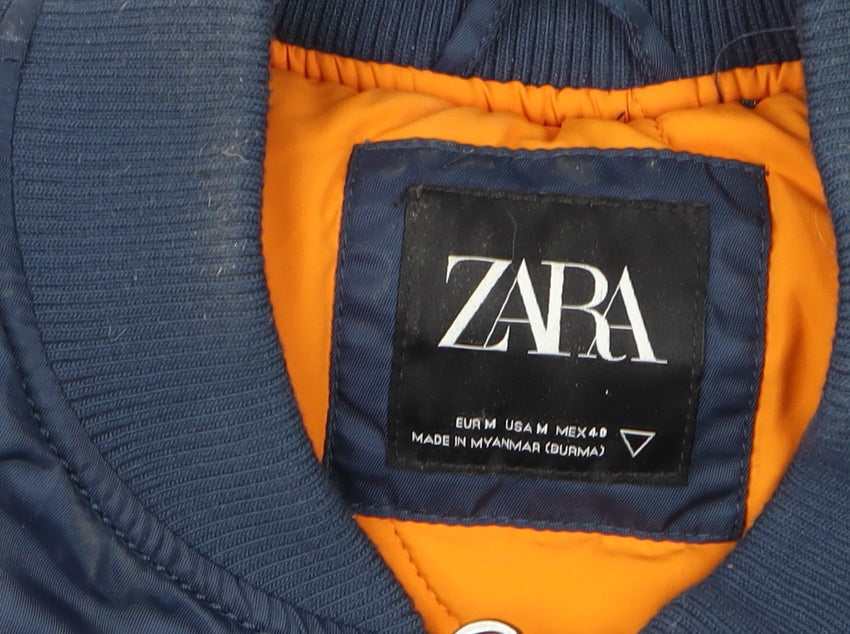 Zara Men Blue Bomber Style Padded Waistcoat Size M