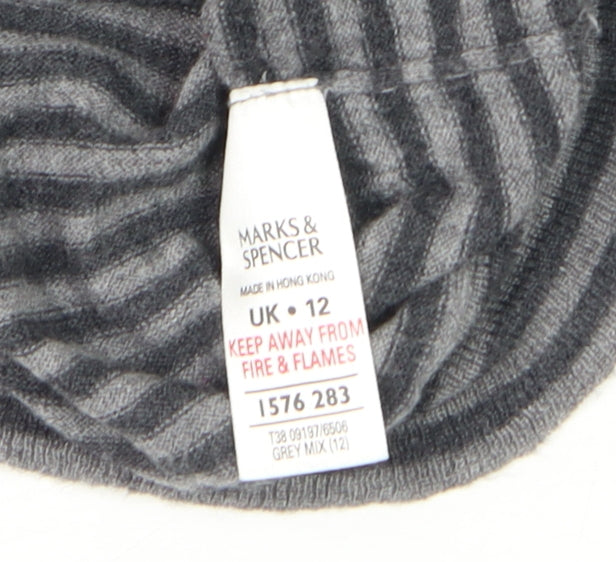 Marks & Spencer Women’s Grey Striped Knit Tunic Top UK 12