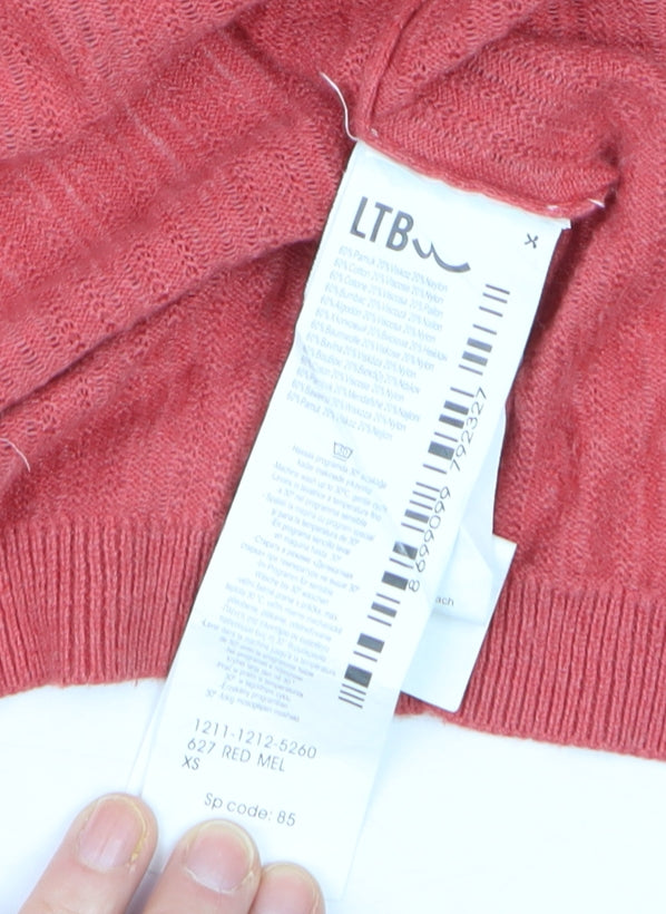 LTB Women’s Red V-Neck Button Up Cable Knit Cardigan XS