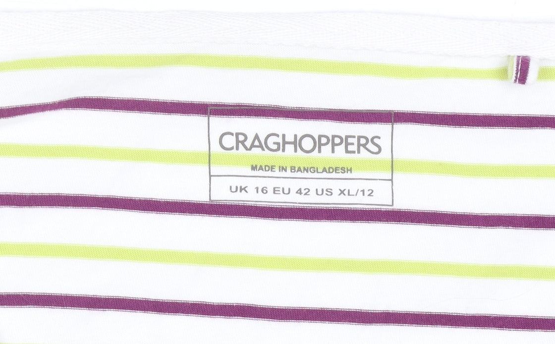 Craghoppers Women's Multicoloured Stripe Long Sleeve Cotton Top Size 16