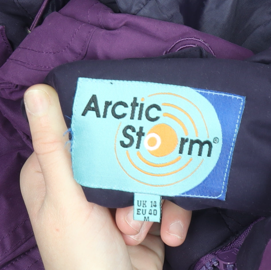 Arctic Storm Womens Purple Hooded Waterproof Anorak Jacket UK 14