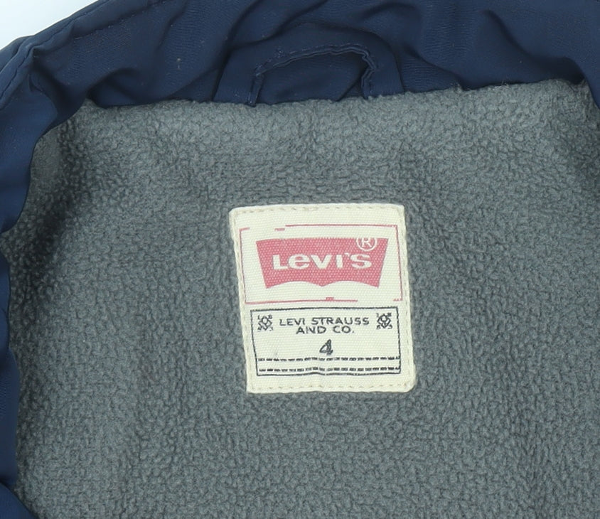 Levi's Boys Blue Bomber Jacket Size 4 Years Lined Polyester Zip-Up