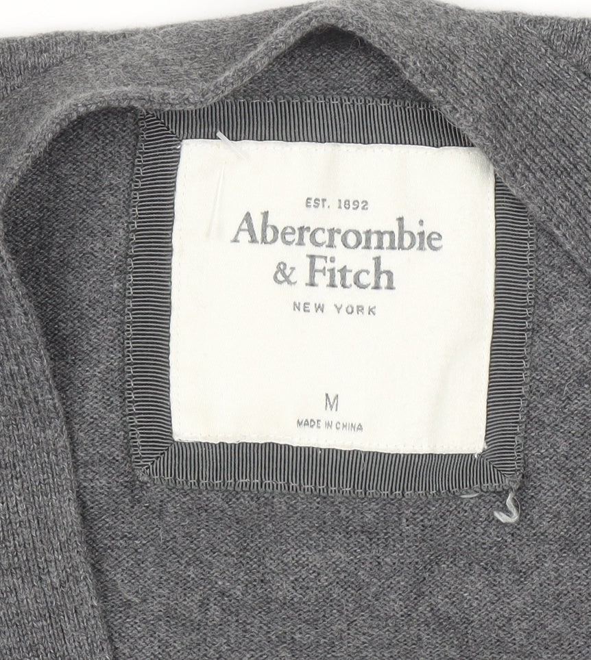Abercrombie & Fitch Women's Grey Cardigan M V-Neck Knit Jumper