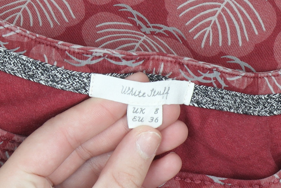 White Stuff Women's Red Geometric Cotton Shift Dress Size 8