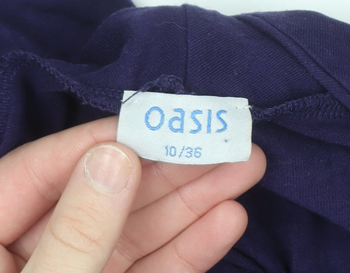 Oasis Womens Purple Cowl Neck Short Sleeve Jersey Blouse Size 10