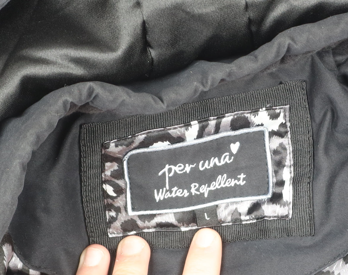 Marks and Spencer Per Una Women’s Black L Hooded Parka Coat Water Resistant