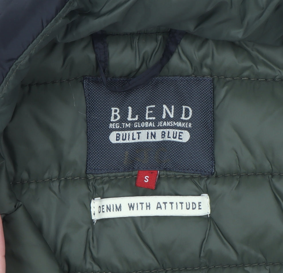 Blend Men's Black Puffer Jacket Size S Quilted Lightweight Water Resistant Coat