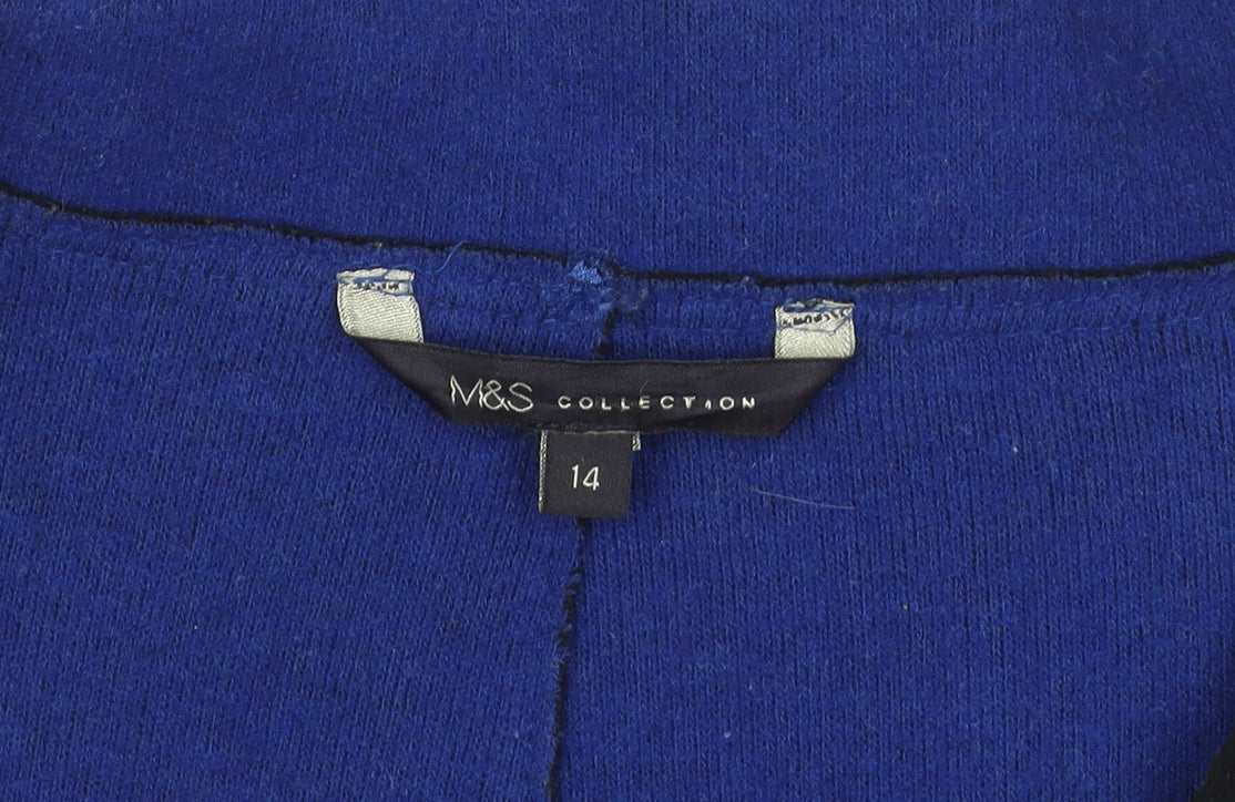 Marks & Spencer Women's Black Wool Blend Mid-Length Coat UK 14