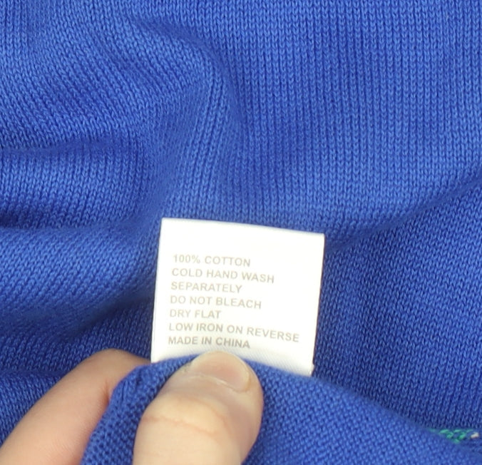 Haven Women Blue Cotton Flower Relaxed Pullover Jumper One Size