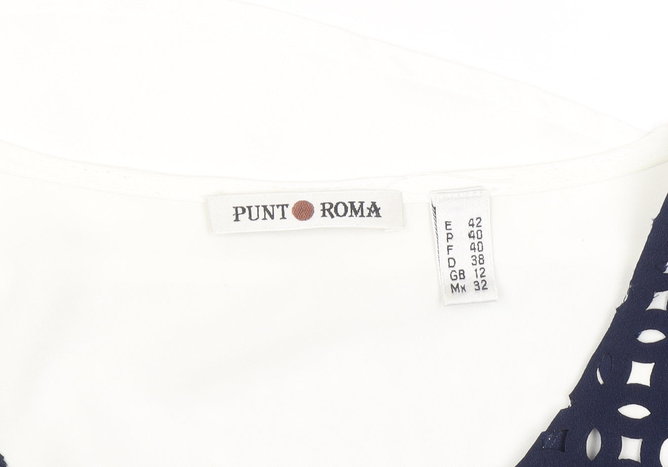 Punto Roma Women's Blue Cut Out Tunic Blouse Size 12