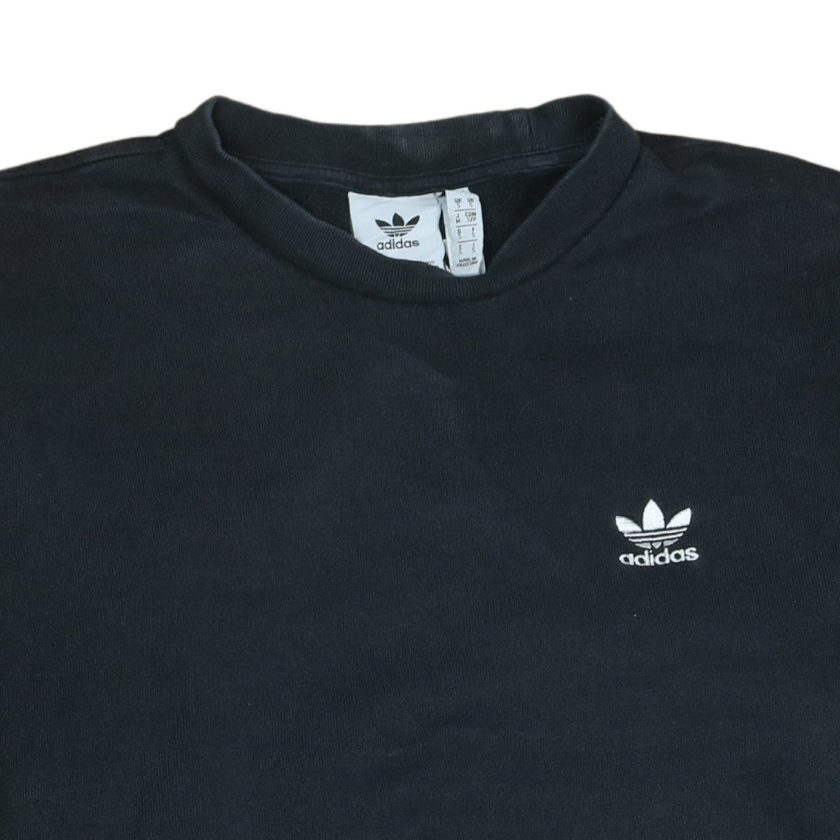 Adidas Mens Black Small Crew Neck Pullover Sweatshirt Logo Sportswear