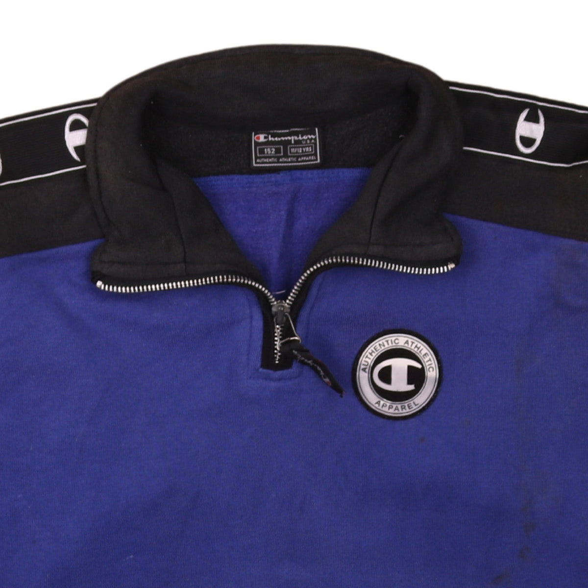 Champion Boys Blue 11/12 Years 1/4 Zip Sweatshirt with Logo Trim
