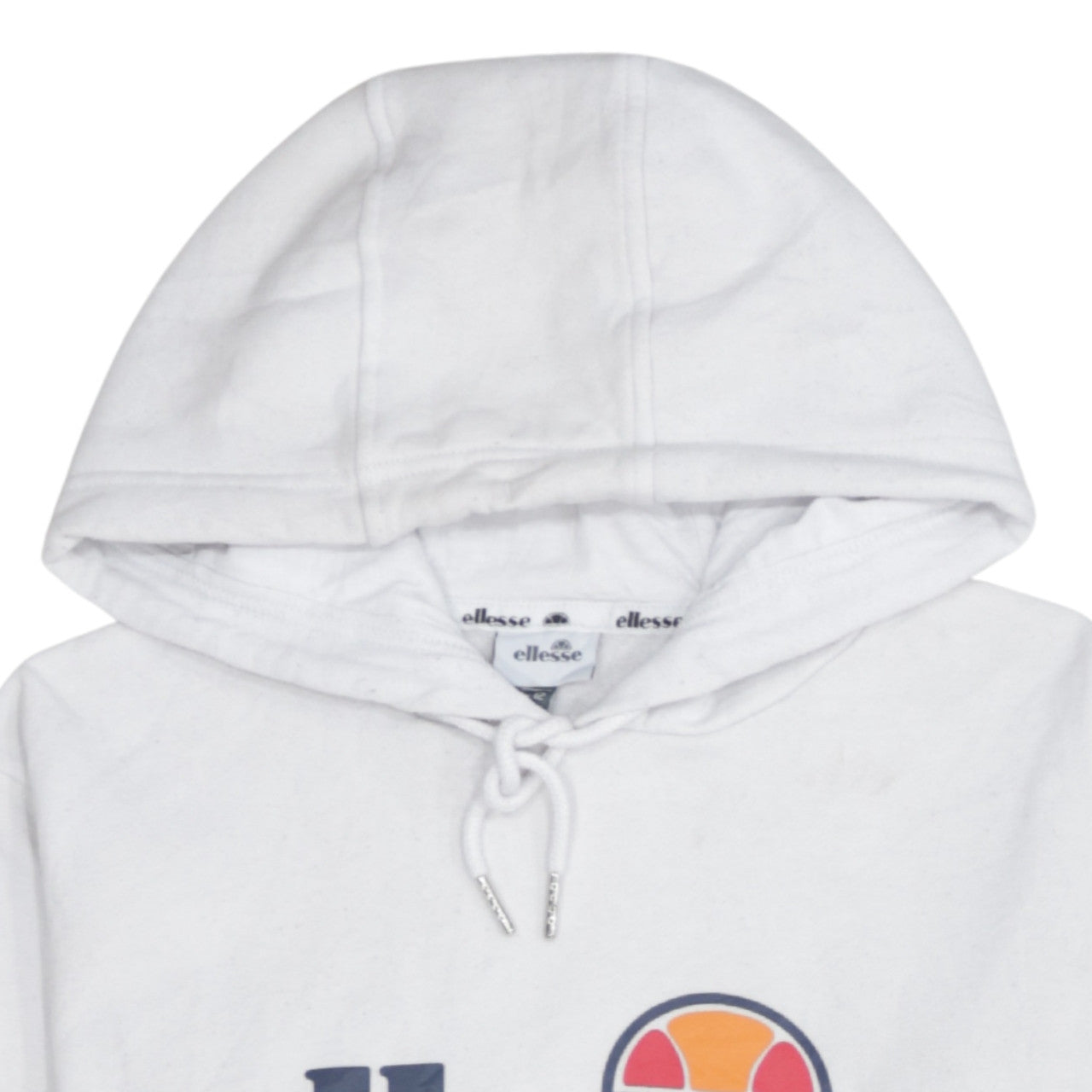 Ellesse Women White Hoodie UK 12 Pullover Cotton Blend Casual