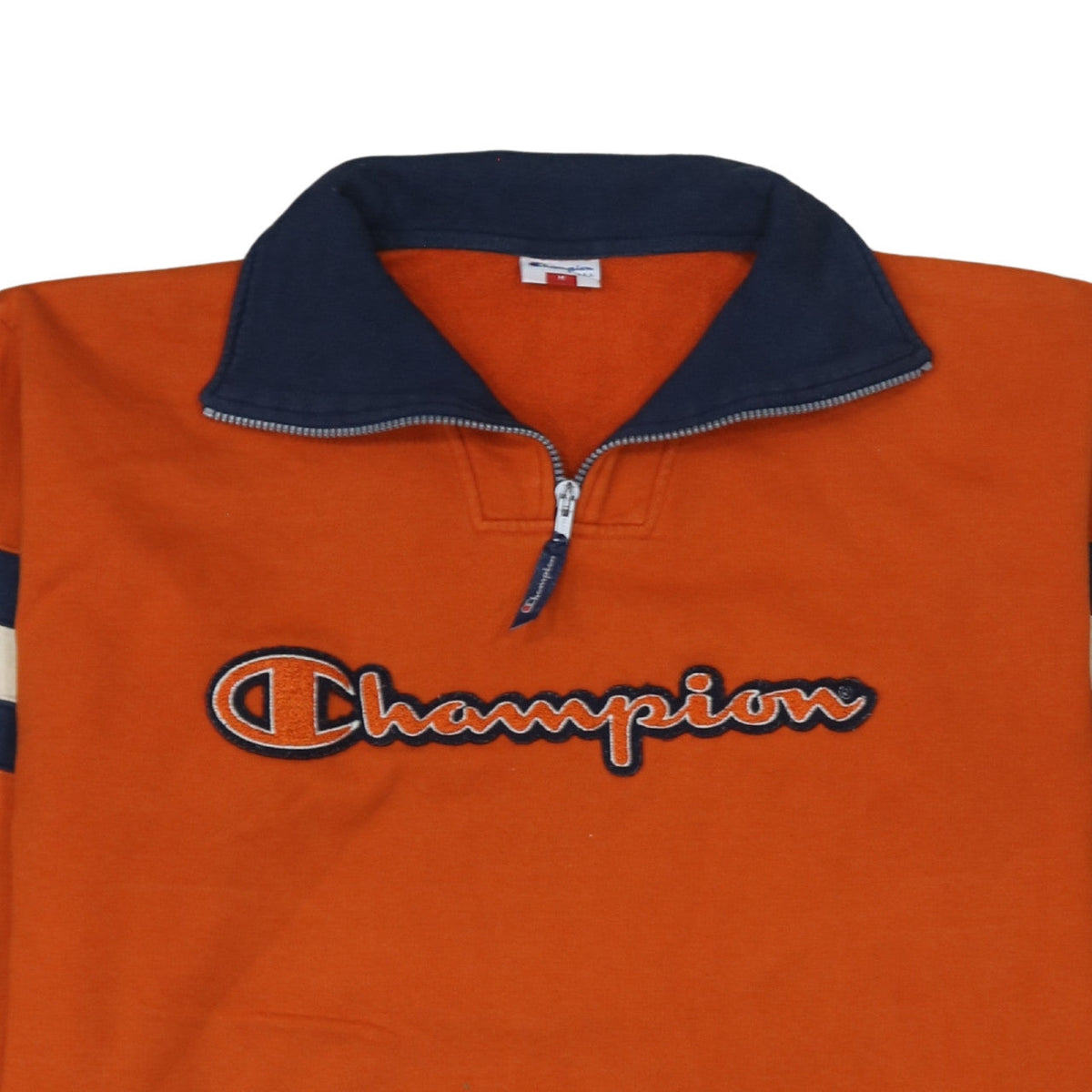 Champion Mens Orange 1/2 Zip Embroidered Logo Sweatshirt M