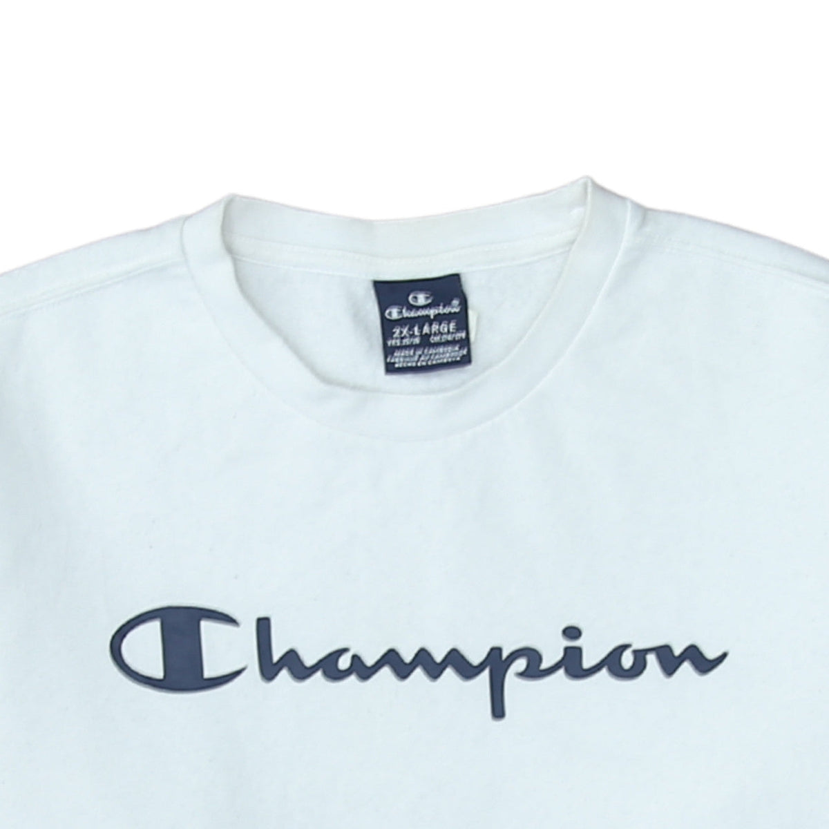 Champion Boys White 2XL Sweatshirt Crew Neck Long Sleeve Logo Pullover