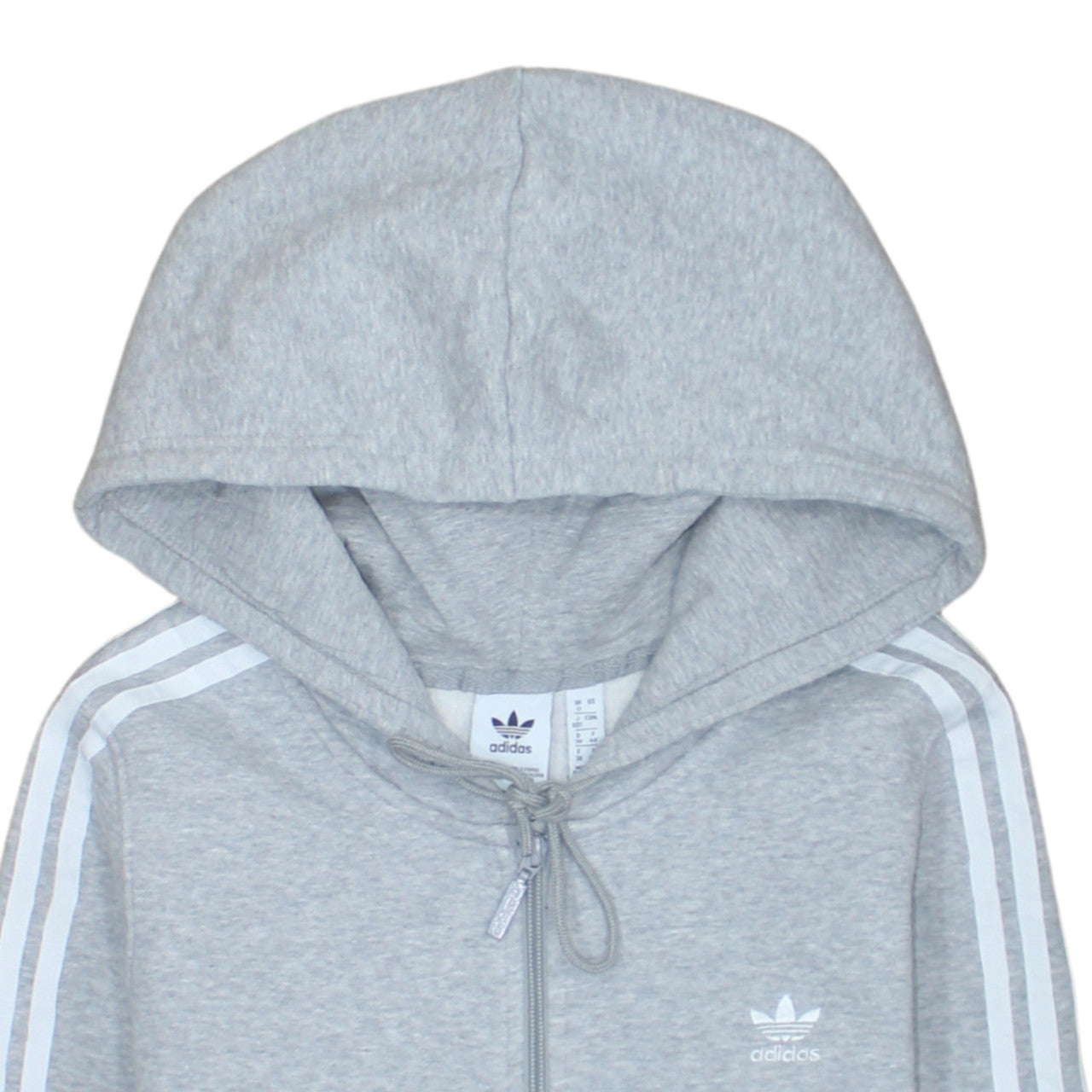 Adidas Womens Grey Full Zip Hoodie Size 12 Classic 3-Stripes