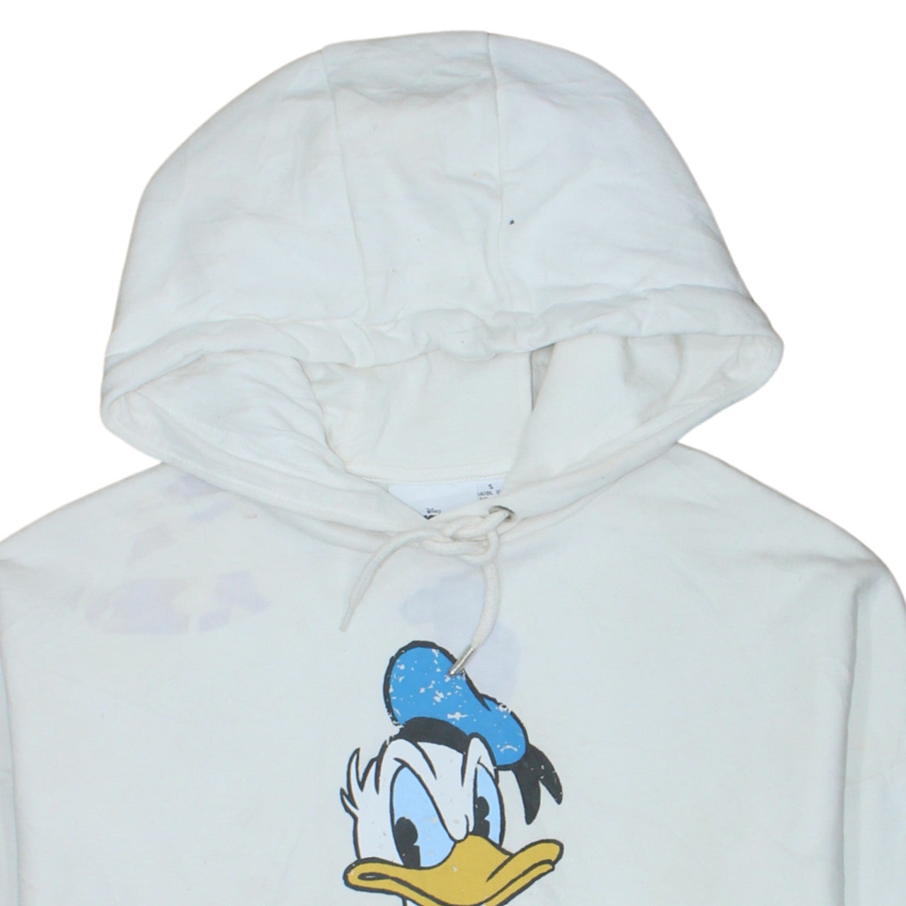 Disney Mickey & Friends Women's White Hoodie Small Donald Duck Print