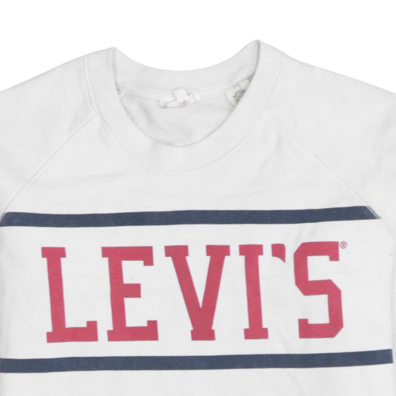 Levi's Men's White Red Logo Crew Neck Pullover Sweatshirt M