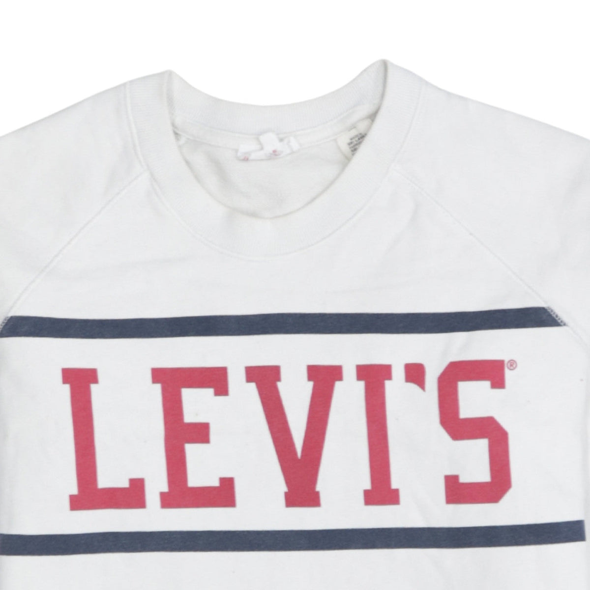Levi's Men's White Red Logo Crew Neck Pullover Sweatshirt M