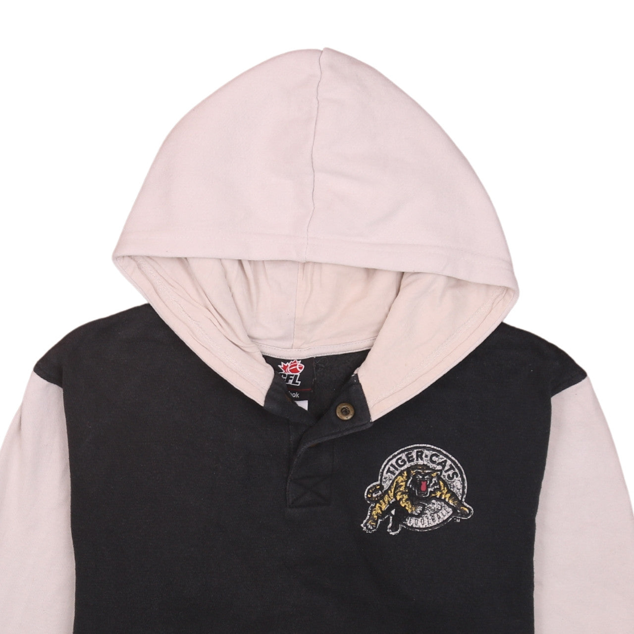 Reebok Women Black Beige Hamilton Tiger-Cats Hooded Sweatshirt Size L