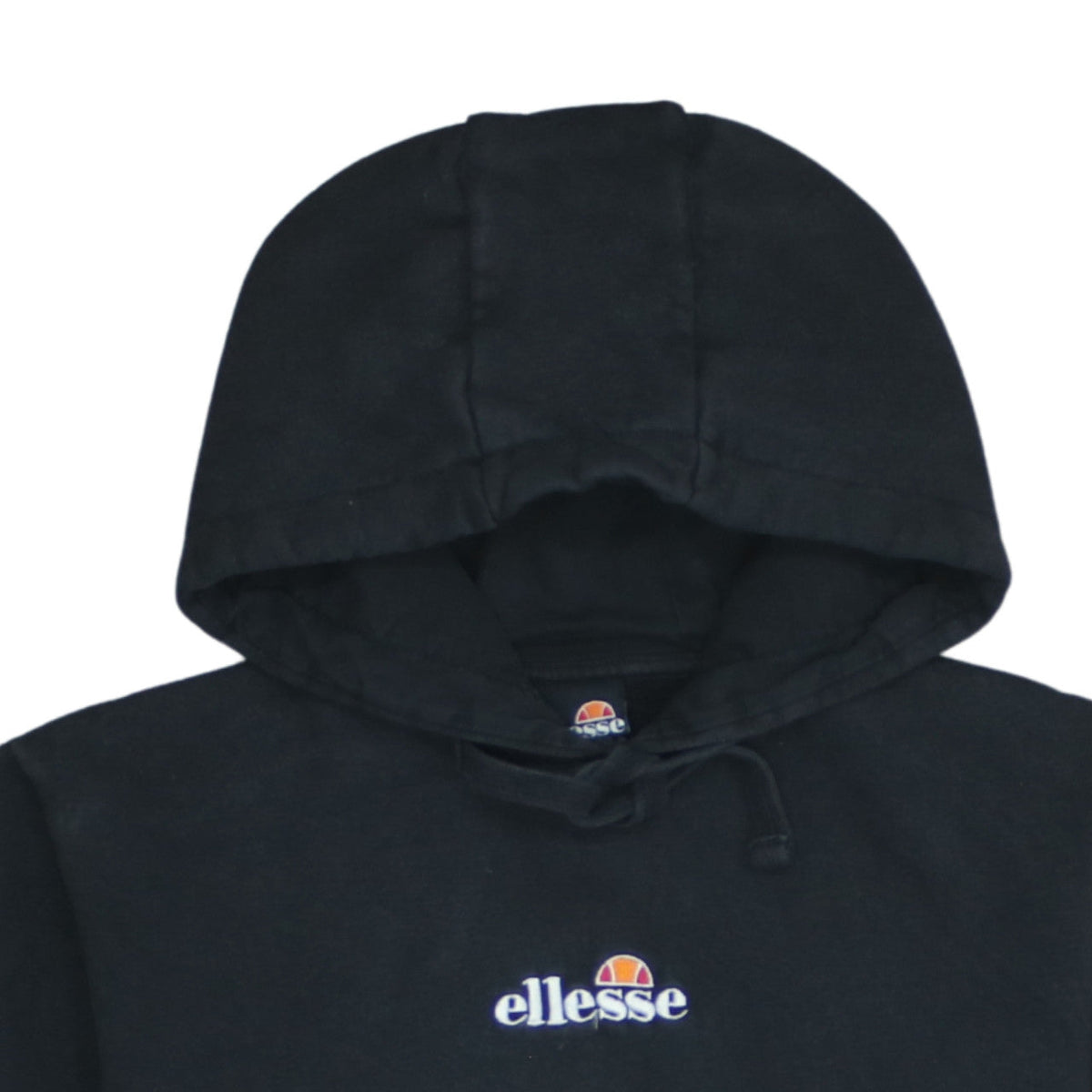 Ellesse Mens Black Pullover Hoodie Medium Logo Embroidered Fleece Sweatshirt
