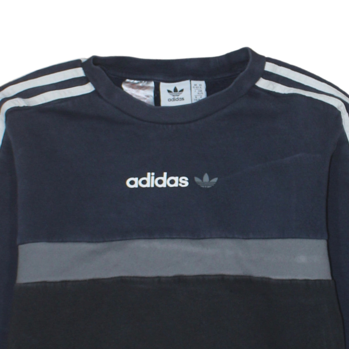 Adidas Boys Navy Black Colourblock Sweatshirt XL 15-16 Years Long Sleeve