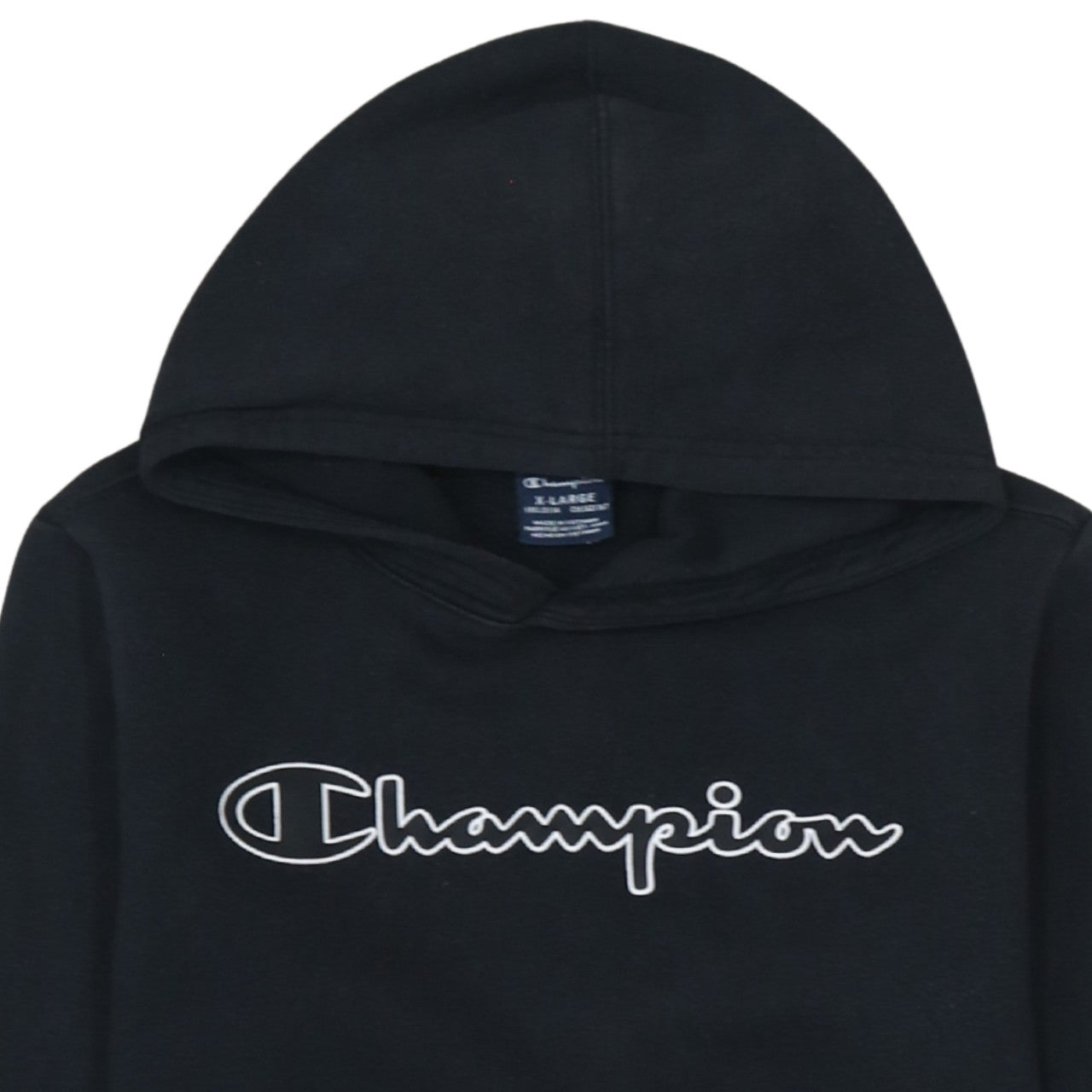 Champion Boys Black XL Pullover Hoodie with Logo Embroidery